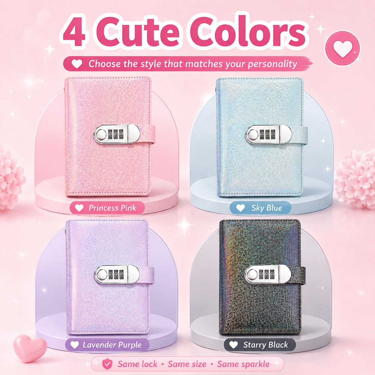 ✨ Carpeta de Ahorro SparkleLock con cerradura de combinación de 3 dígitos – Organizador de presupuesto para llenado de efectivo de 100 hojas, ideal para retos de ahorro, metas económicas y regalos 💖