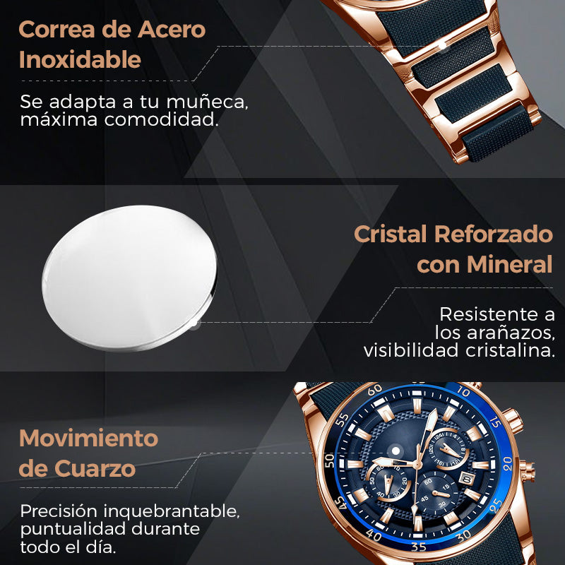💎Oferta especial por tiempo limitado⌛Reloj Deportivo de Lujo Hombre – Cronógrafo Elegante Negro y Oro