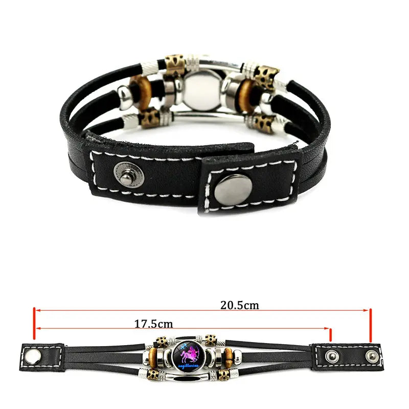 💥ÚLTIMO DÍA DE OFERTA – 50 % DE DESCUENTO ☪️Pulsera de piel con signo zodiacal luminosa en la oscuridad para hombre y muje
