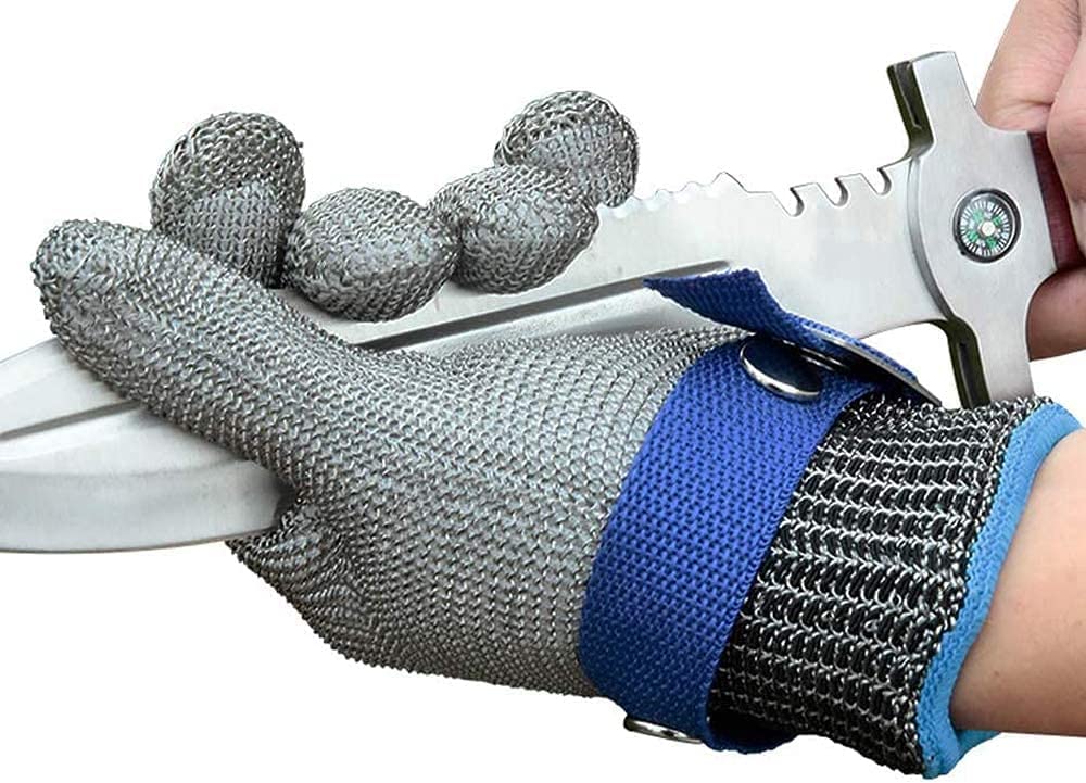 🧤 ¡50% DESCUENTO AHORA! 🥩 Guante de malla de acero inoxidable – Nivel de resistencia al corte A9 máximo – Ideal para carniceros y chefs – ¡adiós a los accidentes con cuchillos! 🔪🚫