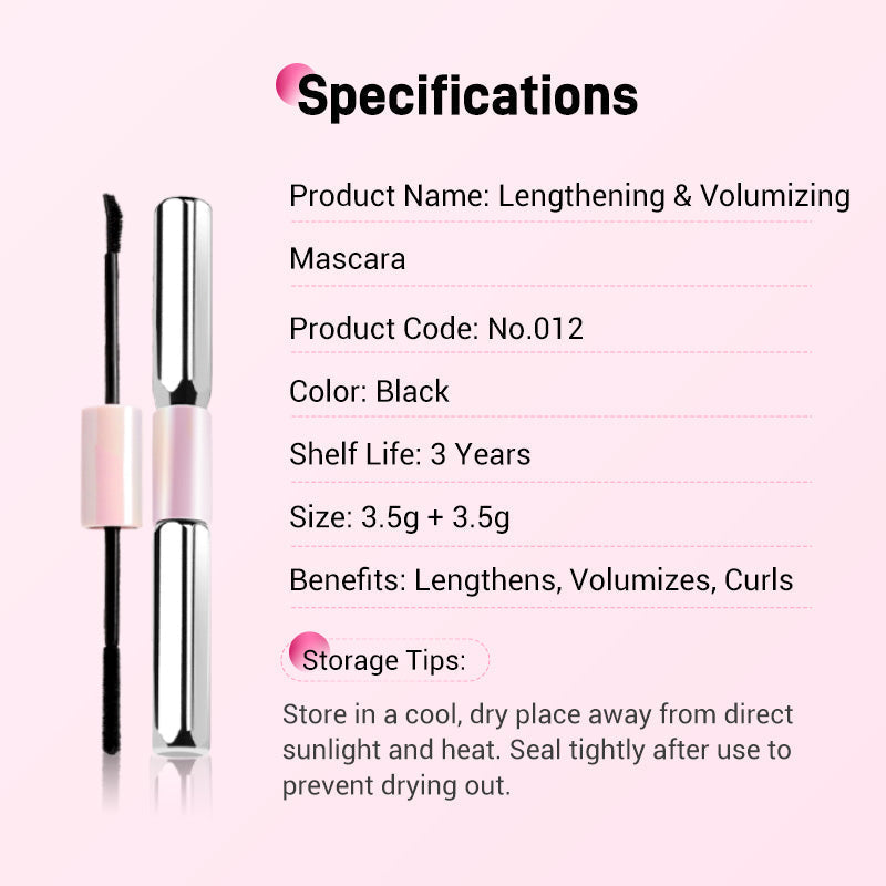 💕 ¡Compra 1 y Lleva 1 Gratis! 💕 Máscara de Pestañas Impermeable de Doble Punta - Alarga y Encurva 🌸💐