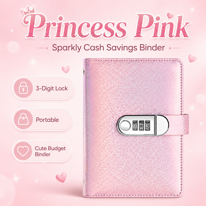 ✨ Carpeta de Ahorro SparkleLock con cerradura de combinación de 3 dígitos – Organizador de presupuesto para llenado de efectivo de 100 hojas, ideal para retos de ahorro, metas económicas y regalos 💖