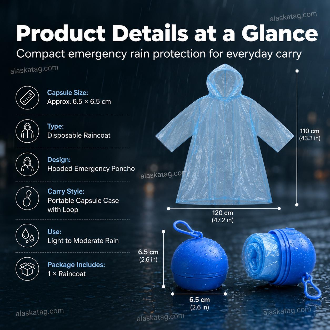 🌧️ Impermeable desechable de bolsillo para lluvias inesperadas