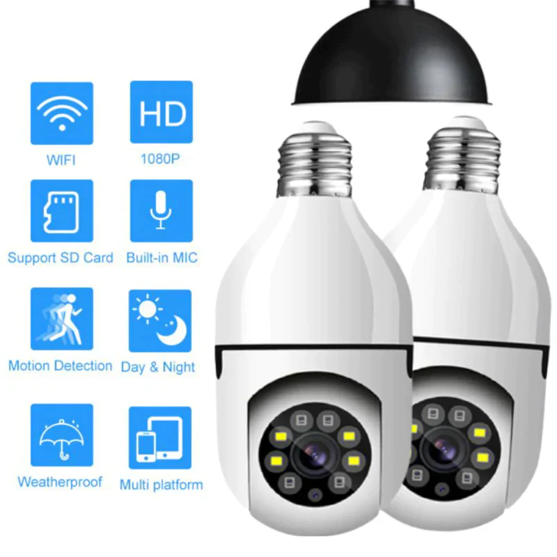 Cámara inteligente con bombilla de 4 MP y IA, monitoreo de alarma 911, visión nocturna a todo color, fácil instalación, detección de movimiento, audio bidireccional, WiFi dual 5G/2.4G, cable de nube local de EE. UU., toma de seguridad