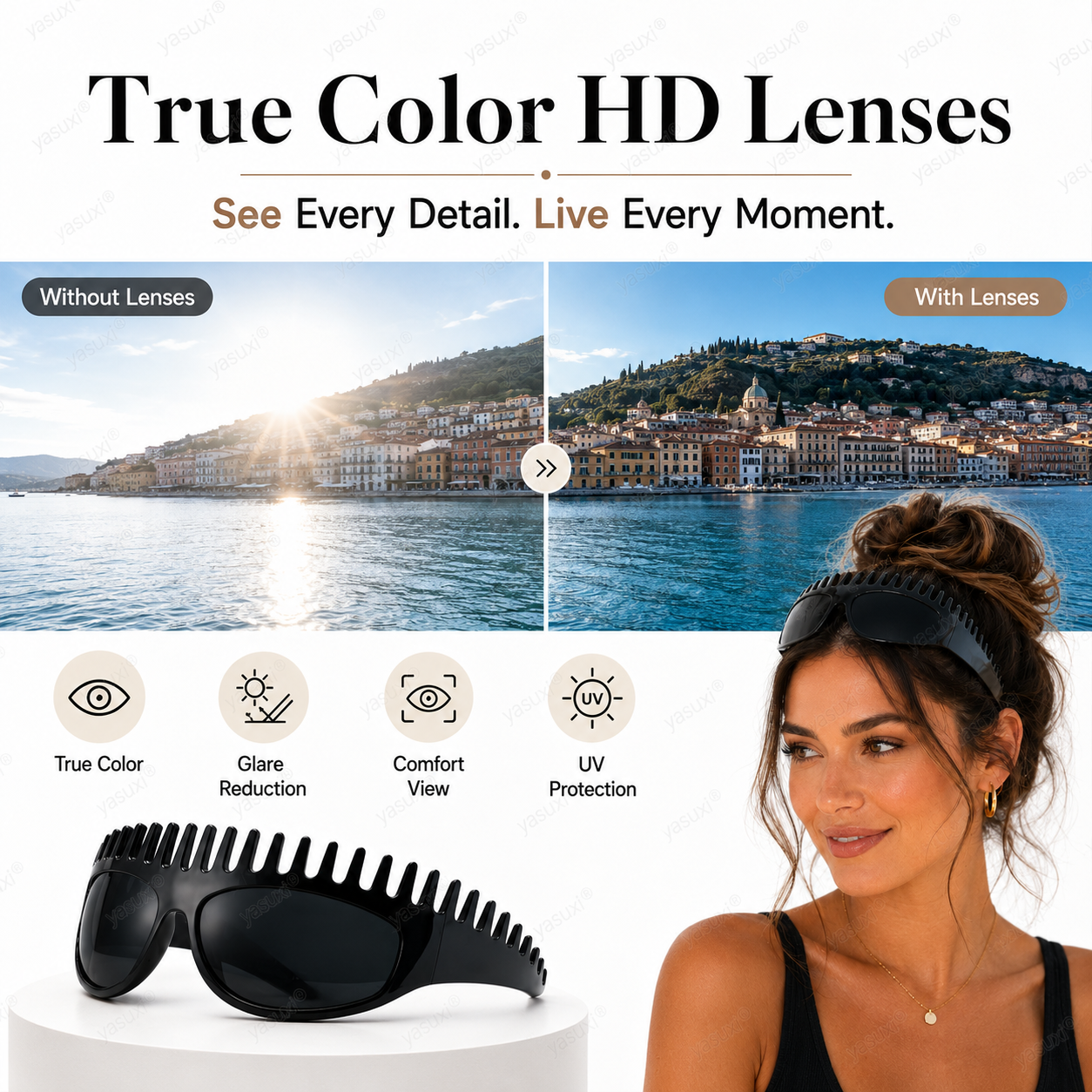 ✨ Nuevas gafas de sol cuadradas de moda para mujer – Lujo ligero, protección UV, montura sobredimensionada, versátiles y con estilo urbano! 🕶️