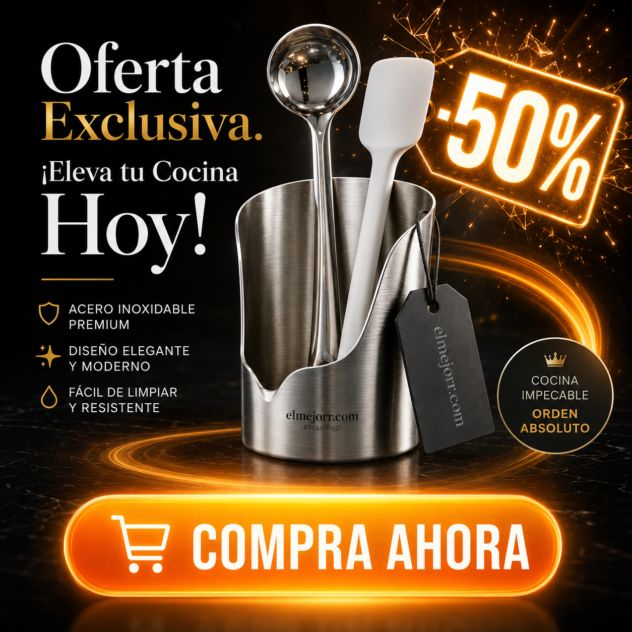 ⏰🔥 ¡50% DE DESCUENTO POR TIEMPO LIMITADO! 🥄 Organizador Multifuncional para Utensilios de Cocina – Mantén Todo Ordenado y a Mano ✨🏠