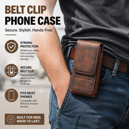 Funda para Móvil con Cinturón y Cierre Magnético – Estuche Resistente para Smartphone con Clip, Pasador de Cinturón y Ranura para Tarjetas