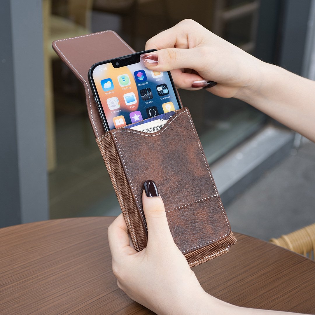 Funda para Móvil con Cinturón y Cierre Magnético – Estuche Resistente para Smartphone con Clip, Pasador de Cinturón y Ranura para Tarjetas