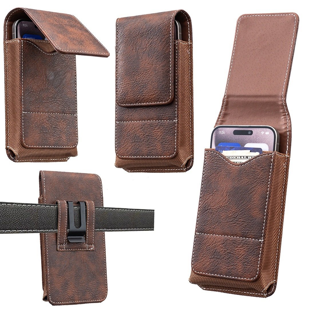 Funda para Móvil con Cinturón y Cierre Magnético – Estuche Resistente para Smartphone con Clip, Pasador de Cinturón y Ranura para Tarjetas