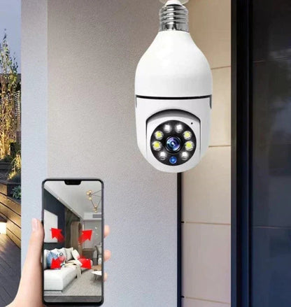 Cámara inteligente con bombilla de 4 MP y IA, monitoreo de alarma 911, visión nocturna a todo color, fácil instalación, detección de movimiento, audio bidireccional, WiFi dual 5G/2.4G, cable de nube local de EE. UU., toma de seguridad