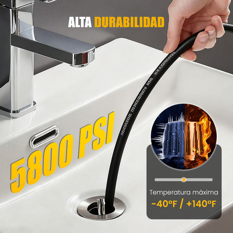 🚿 Kit de Limpieza para Alcantarillado 5800 PSI - Boquilla Rotativa y Manguera Reforzada para Desatascar Tuberías 🛠️✨