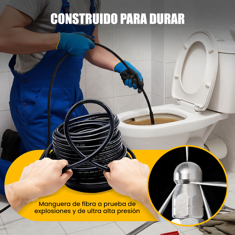 🚿 Kit de Limpieza para Alcantarillado 5800 PSI - Boquilla Rotativa y Manguera Reforzada para Desatascar Tuberías 🛠️✨