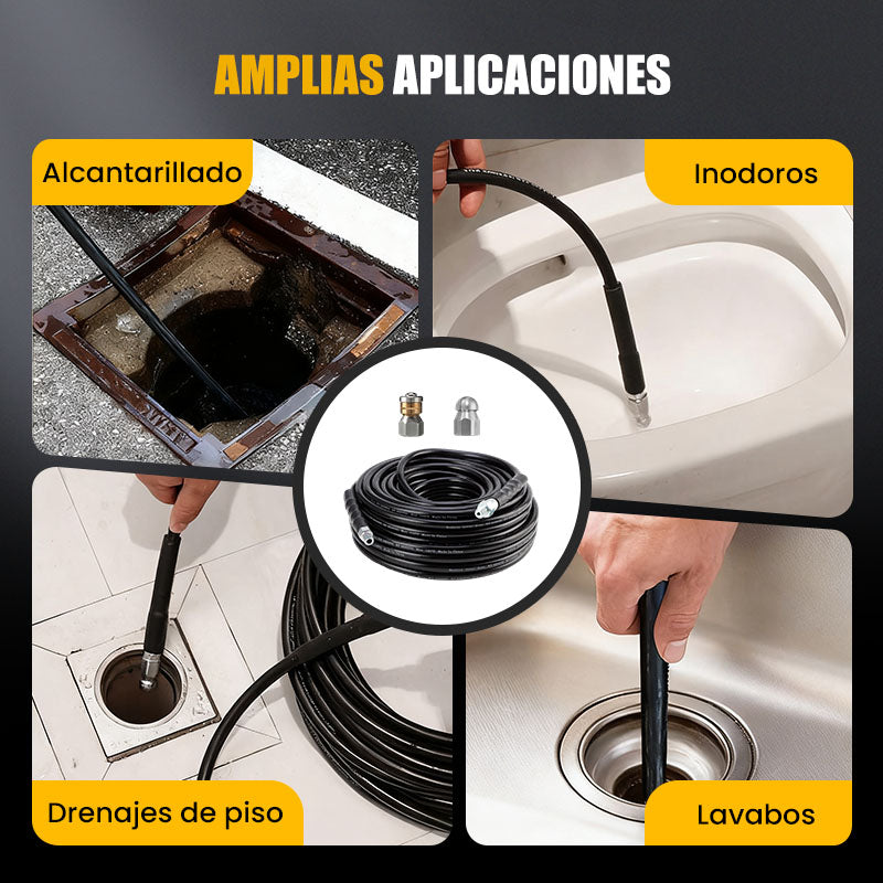 🚿 Kit de Limpieza para Alcantarillado 5800 PSI - Boquilla Rotativa y Manguera Reforzada para Desatascar Tuberías 🛠️✨