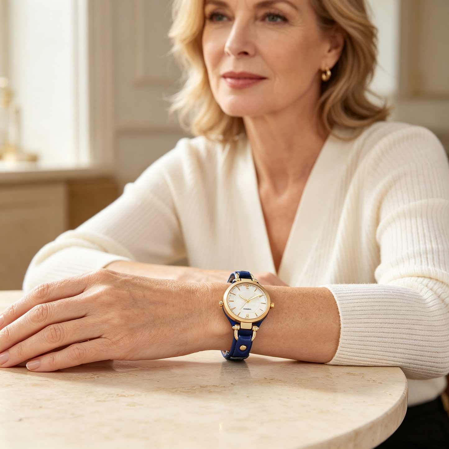 Reloj de mujer elegante de banda fina, reloj de pulsera de cuero vintage de cuarzo