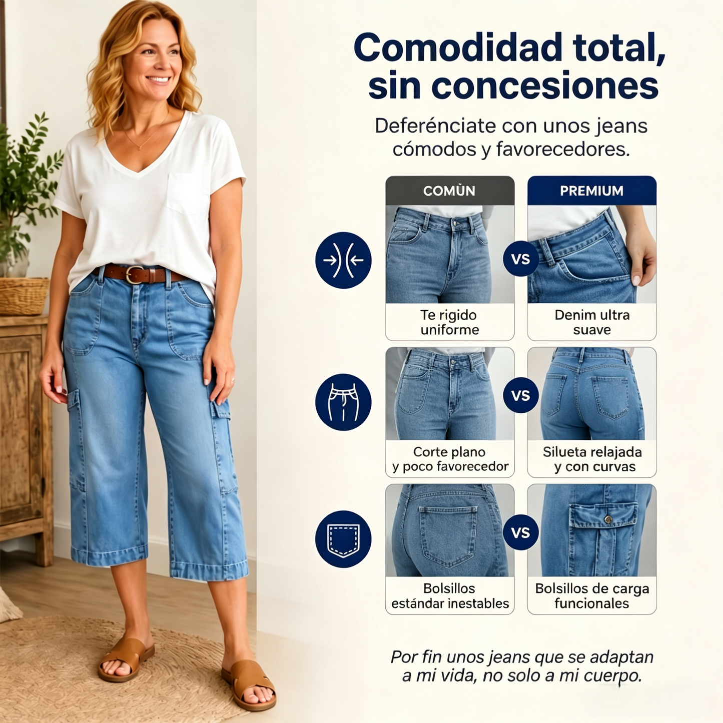 📢 Oferta de mitad de temporada: −50% solo por poco tiempo ⏰ Pantalones vaqueros cortos elásticos y casuales para mujer
