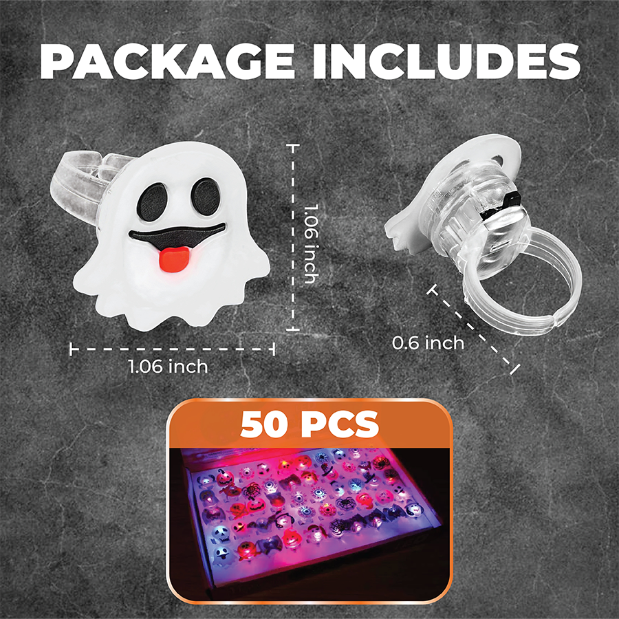 🔥 ÚLTIMO DÍA DE PROMOCIÓN - 50% DE DESCUENTO 🎃👻 Anillos Luminosos LED de Halloween (Set de 50 unidades) 😍
