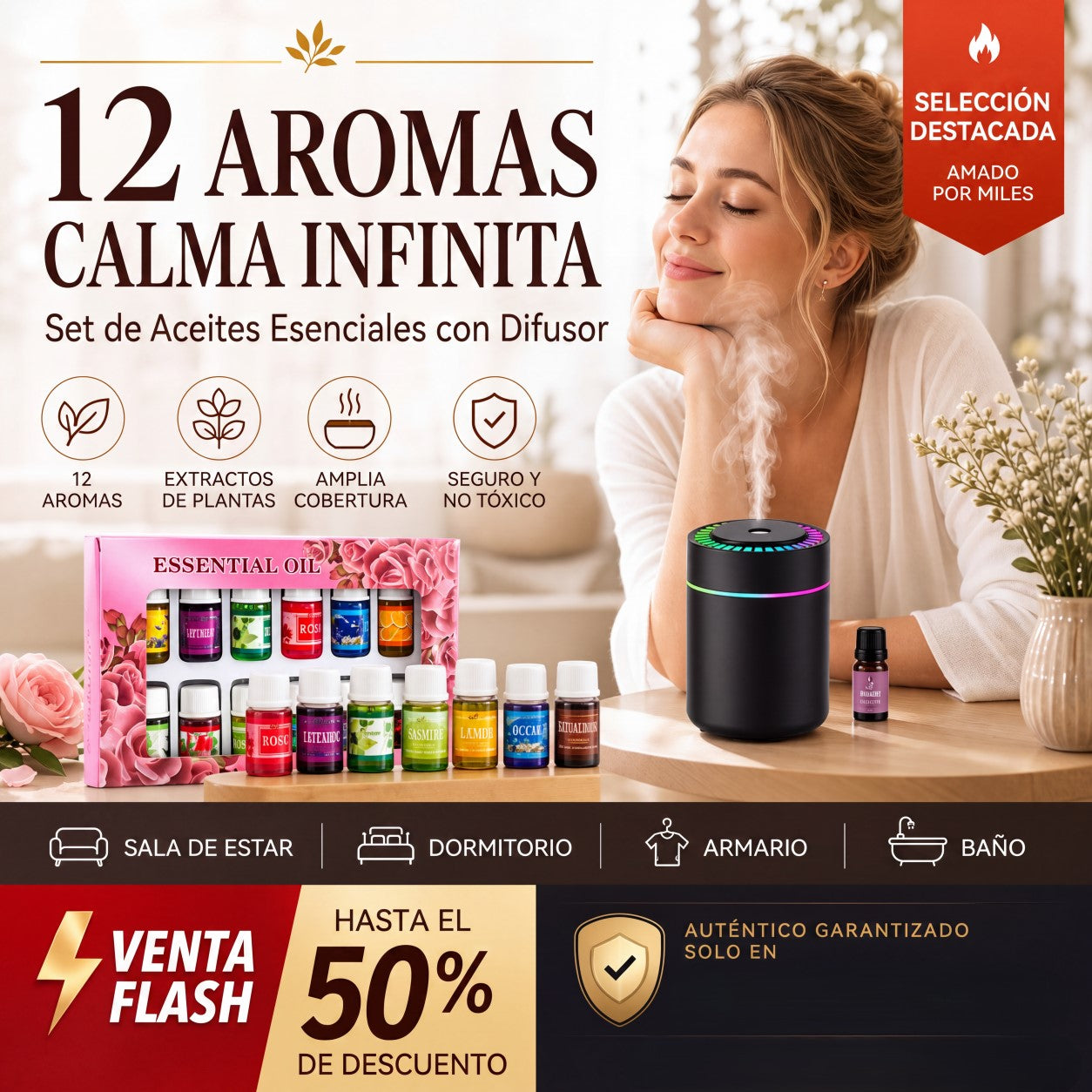 Juego de 12 aceites esenciales solubles en agua