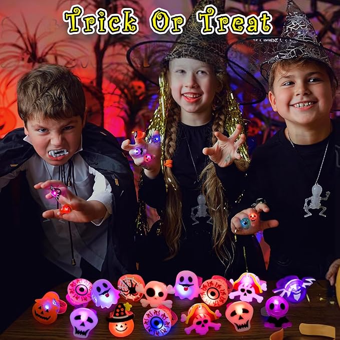 🔥 ÚLTIMO DÍA DE PROMOCIÓN - 50% DE DESCUENTO 🎃👻 Anillos Luminosos LED de Halloween (Set de 50 unidades) 😍