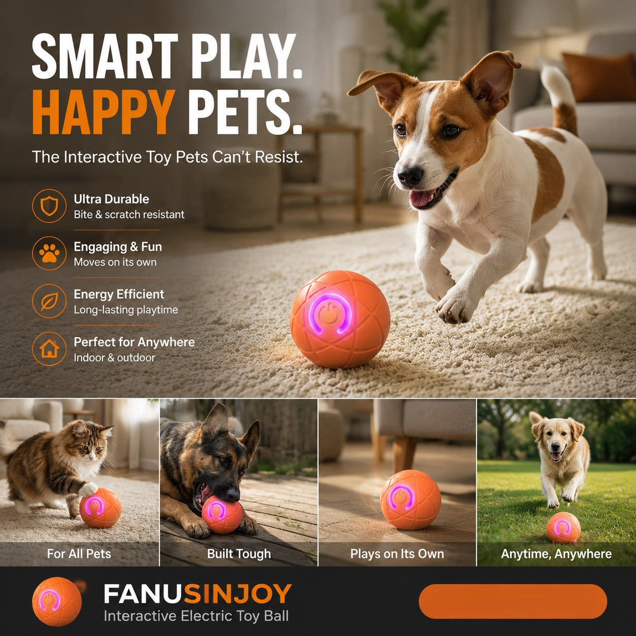 🐱🐶 Evita que tus mascotas se sientan solas – Pelota inteligente rebotante automática para mascotas