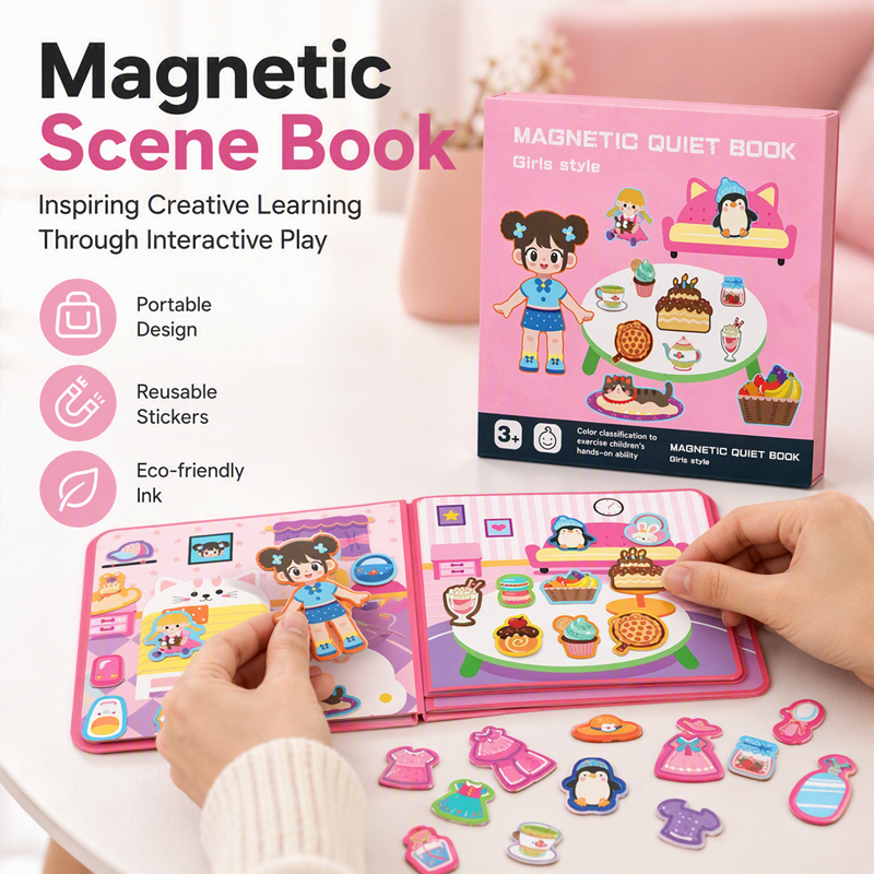 🎀¡50% DE DESCUENTO📒Libro magnético silencioso para niños🧩Juguete educativo temático plegable con rompecabezas para niñas y niños👦
