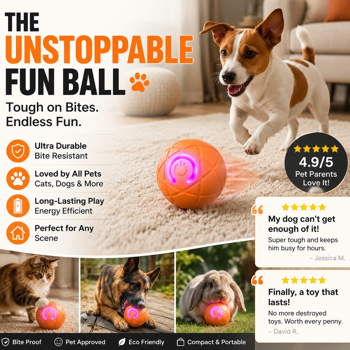 🐱🐶 Evita que tus mascotas se sientan solas – Pelota inteligente rebotante automática para mascotas