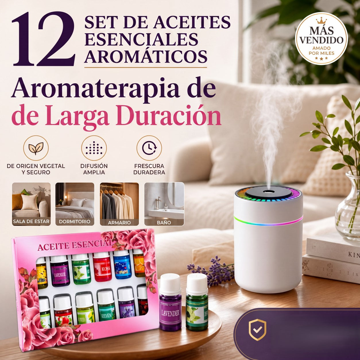 Juego de 12 aceites esenciales solubles en agua