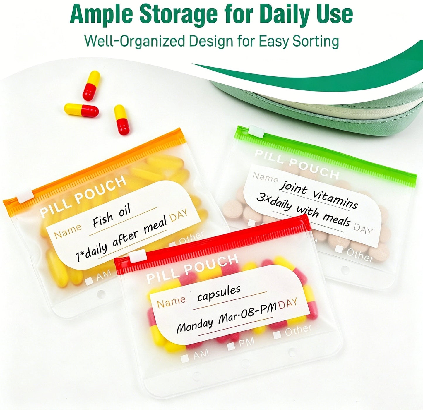 💊🌈 Pastillero A8 Impermeable 14 Colores – Diseño Carpeta Portátil, Organiza Semanalmente Pastillas, Vitaminas y Suplementos 📅✨
