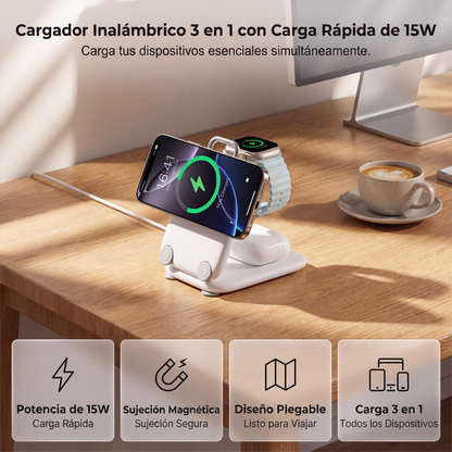 Ofertas imperdibles: Soporte de carga inalámbrica magnética plegable 3 en 1