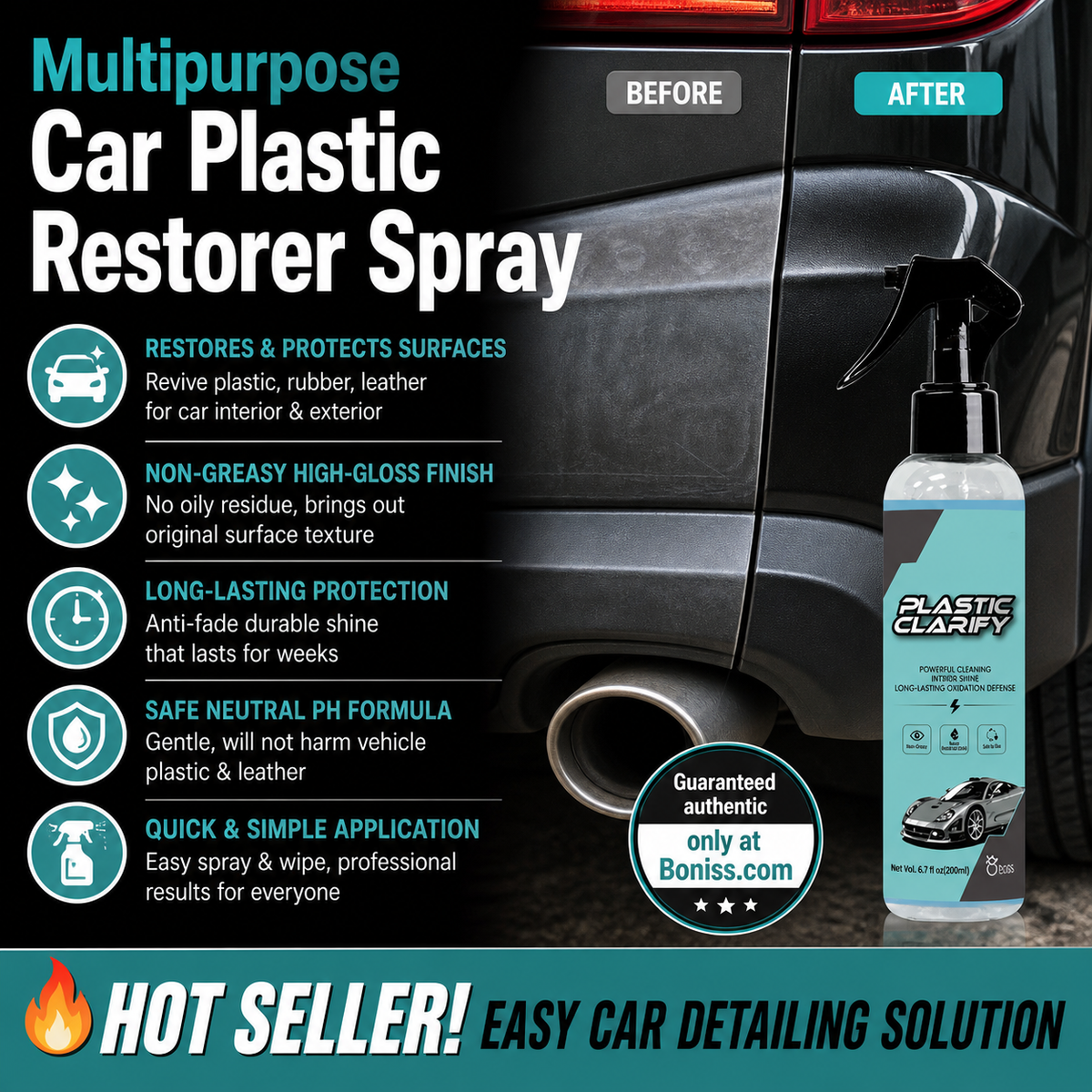 🔥🔥Spray Restaurador de Plástico para Coche Multiusos y Eficiente