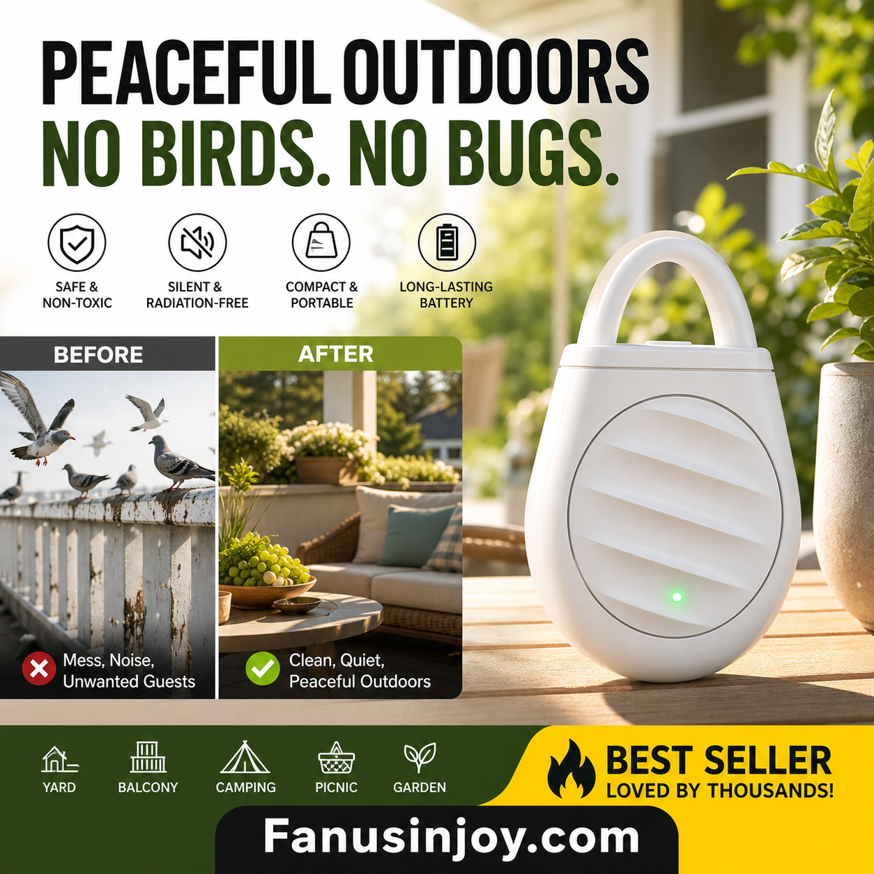 🐦Compra más, ahorra más🎁 ¡Olvídate de los problemas causados por aves, animales y langostas! Llavero repelente ultrasónico portátil para aves