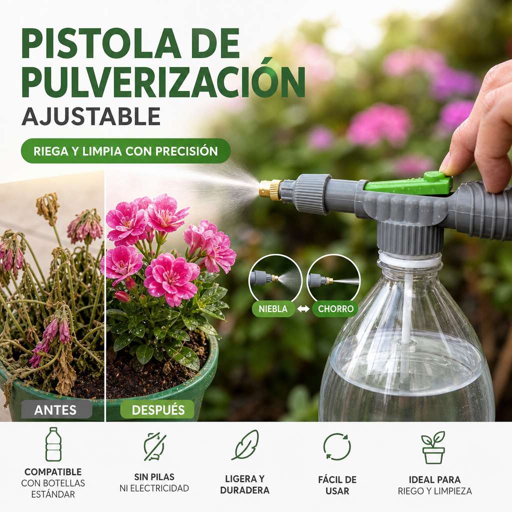 Pulverizador manual para botellas con boquilla regulable