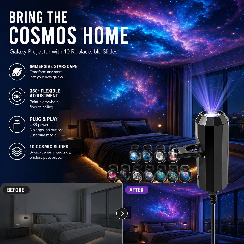 Proyector HD Plug-and-Play «Galaxia y Océano» como luz nocturna 🥳 Más de 50.000 usuarios satisfechos