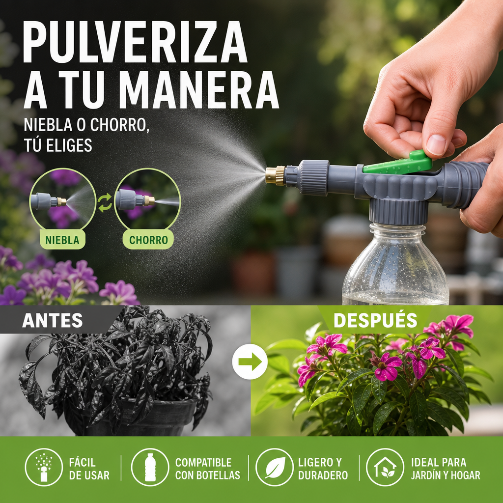 Pulverizador manual para botellas con boquilla regulable