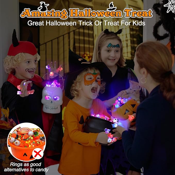 🔥 ÚLTIMO DÍA DE PROMOCIÓN - 50% DE DESCUENTO 🎃👻 Anillos Luminosos LED de Halloween (Set de 50 unidades) 😍