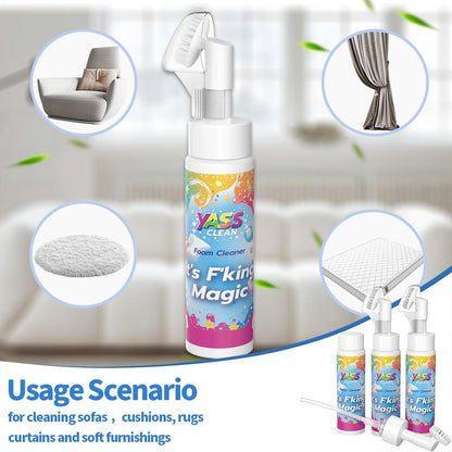 💖¡ÚLTIMO DÍA! COMPRA 2 LLEVA 1 GRATIS!!💖Espuma Limpiadora Mágica Yass Clean para Alfombras y Tapicería – Eliminador de Manchas y Olores de Mascotas con Cepillo de Limpieza🧼