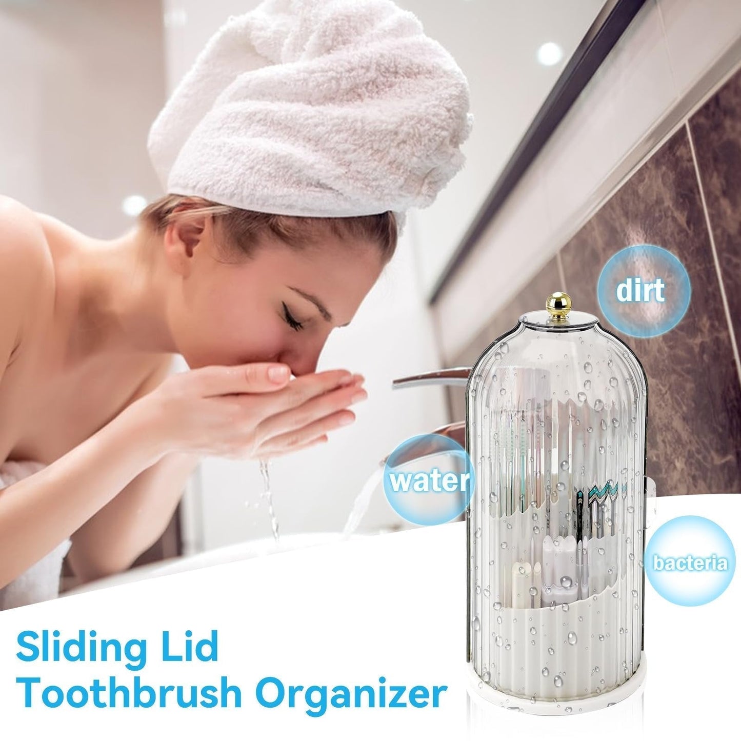 Organizador de Cepillos de Dientes con Tapa Deslizable