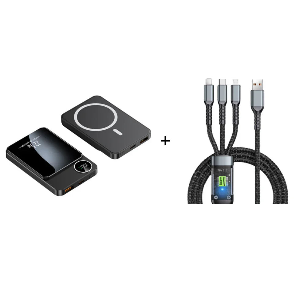 🔋✨Cargador Magnético Profesional para Viajeros y Profesionales 🧲 | Cable 22,5W e Inalámbrico 15W | 10.000 mAh | Envío Rápido💥