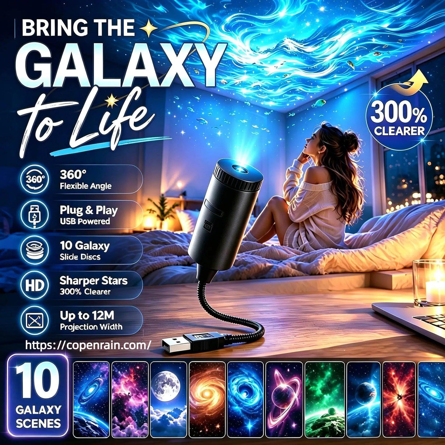 Proyector HD Plug-and-Play «Galaxia y Océano» como luz nocturna 🥳 Más de 50.000 usuarios satisfechos