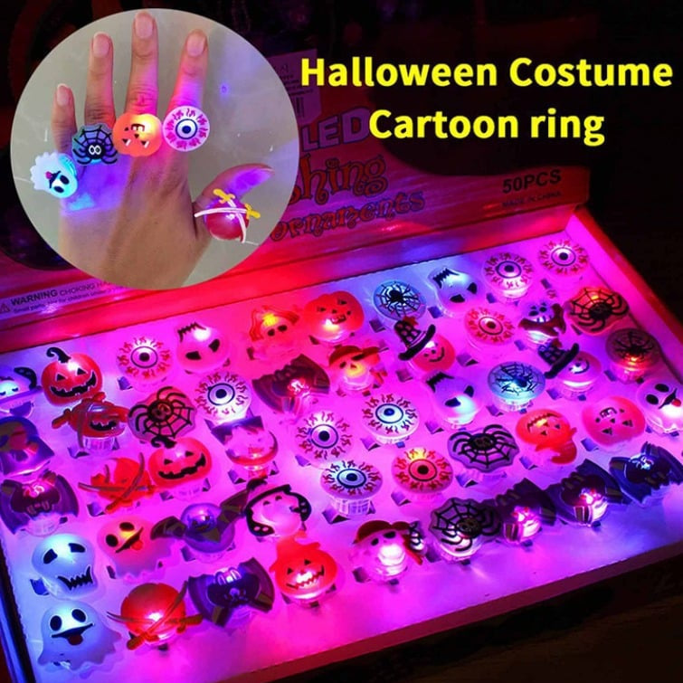 🔥 ÚLTIMO DÍA DE PROMOCIÓN - 50% DE DESCUENTO 🎃👻 Anillos Luminosos LED de Halloween (Set de 50 unidades) 😍