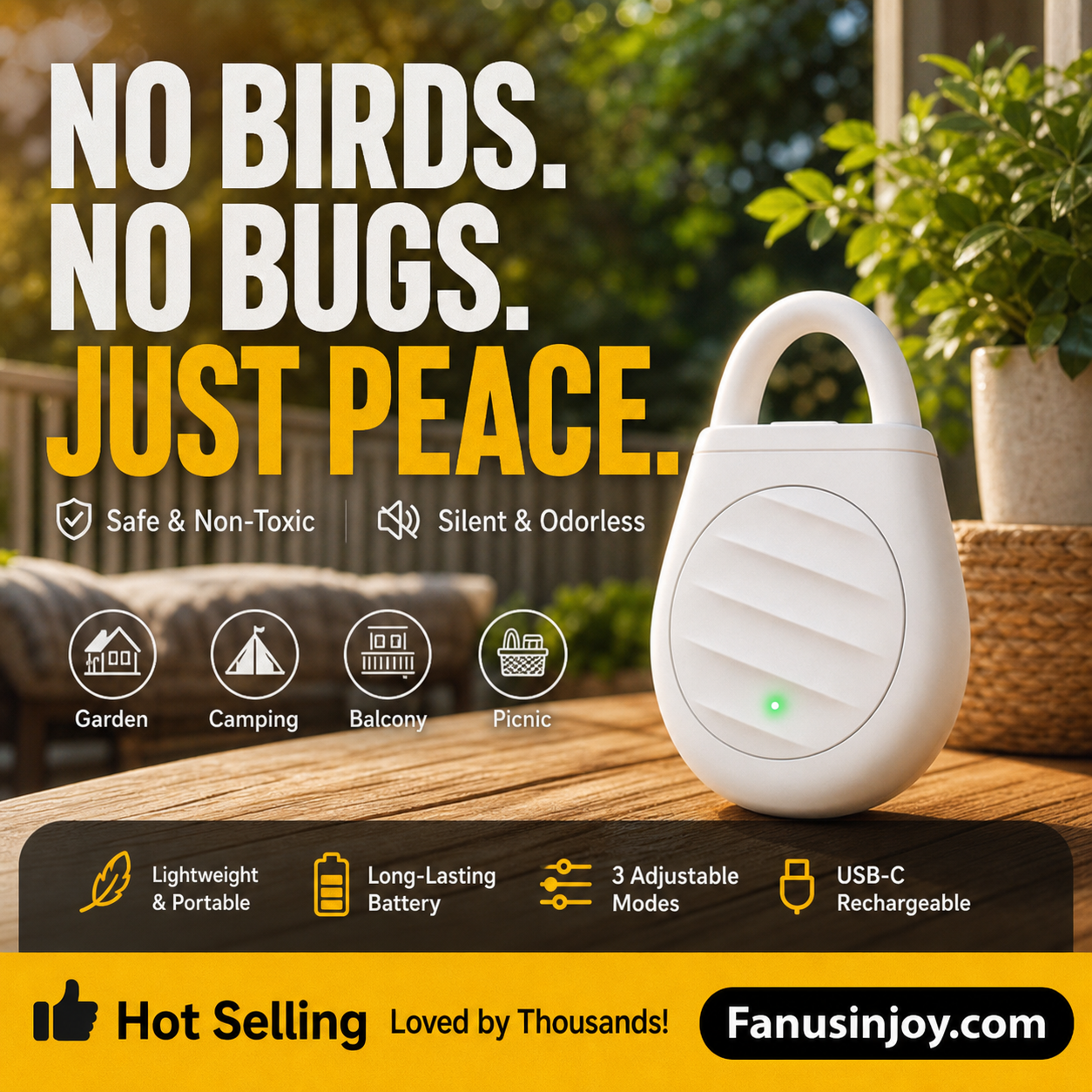 🐦Compra más, ahorra más🎁 ¡Olvídate de los problemas causados por aves, animales y langostas! Llavero repelente ultrasónico portátil para aves