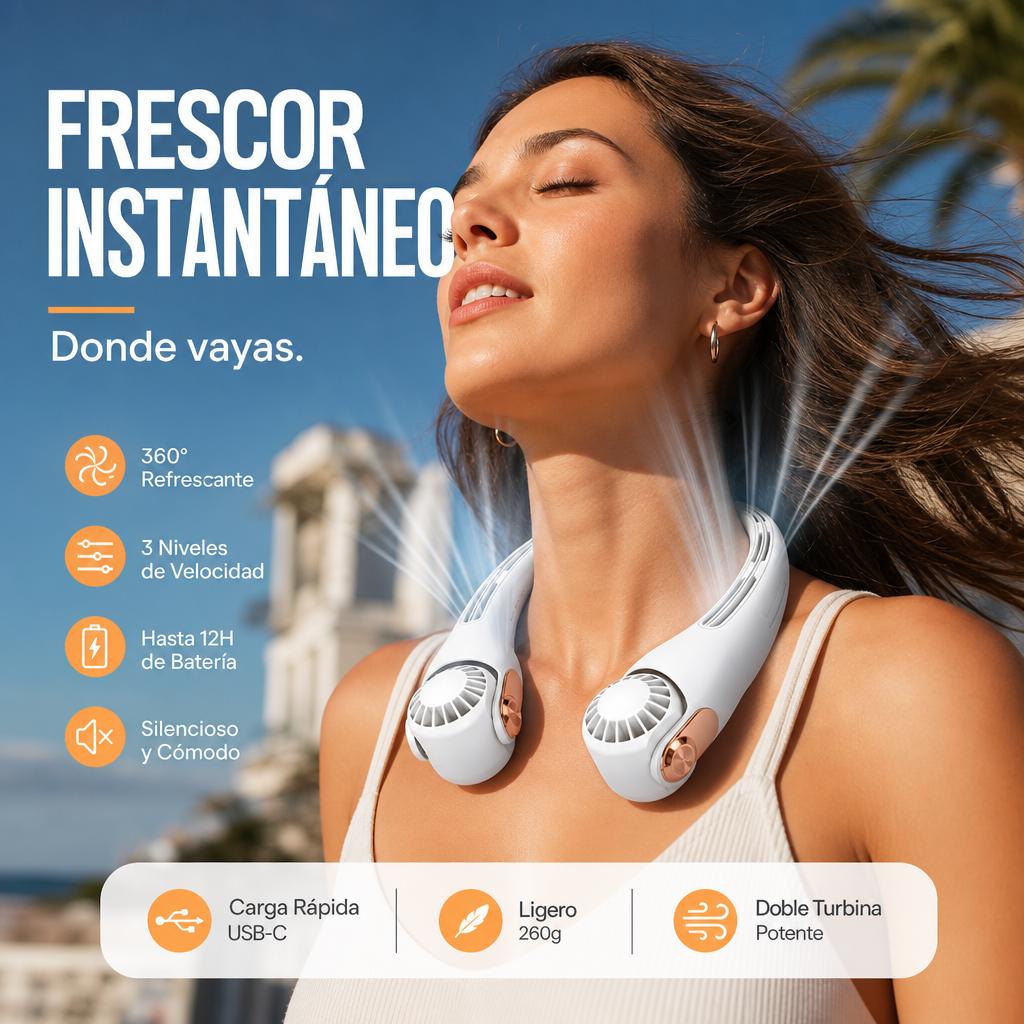 ❄️ Ventilador Aire Acondicionado para el Cuello – refrigeración personal ultrasilenciosa para el verano