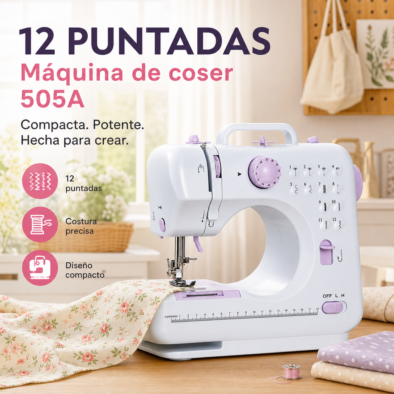 Máquina de Coser Multifunción con Puntada Overlock