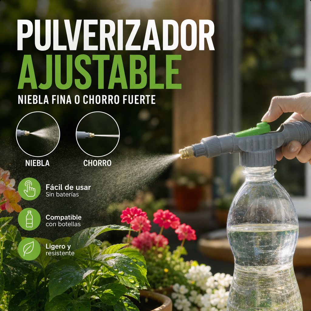 Pulverizador manual para botellas con boquilla regulable