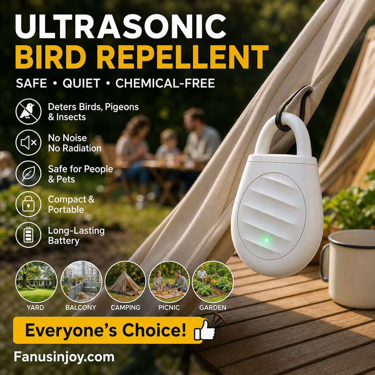 🐦Compra más, ahorra más🎁 ¡Olvídate de los problemas causados por aves, animales y langostas! Llavero repelente ultrasónico portátil para aves