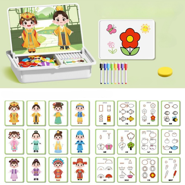 Puzzles magnéticos para vestir caras Juego de viaje Juguete educativo doble cara para preescolares - Envío gratuito