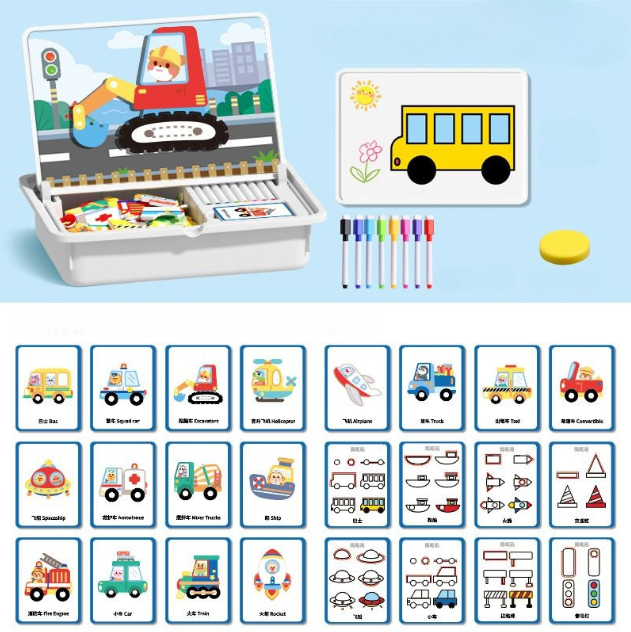 Puzzles magnéticos para vestir caras Juego de viaje Juguete educativo doble cara para preescolares - Envío gratuito