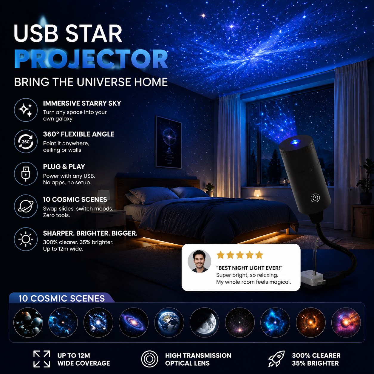 Proyector HD Plug-and-Play «Galaxia y Océano» como luz nocturna 🥳 Más de 50.000 usuarios satisfechos
