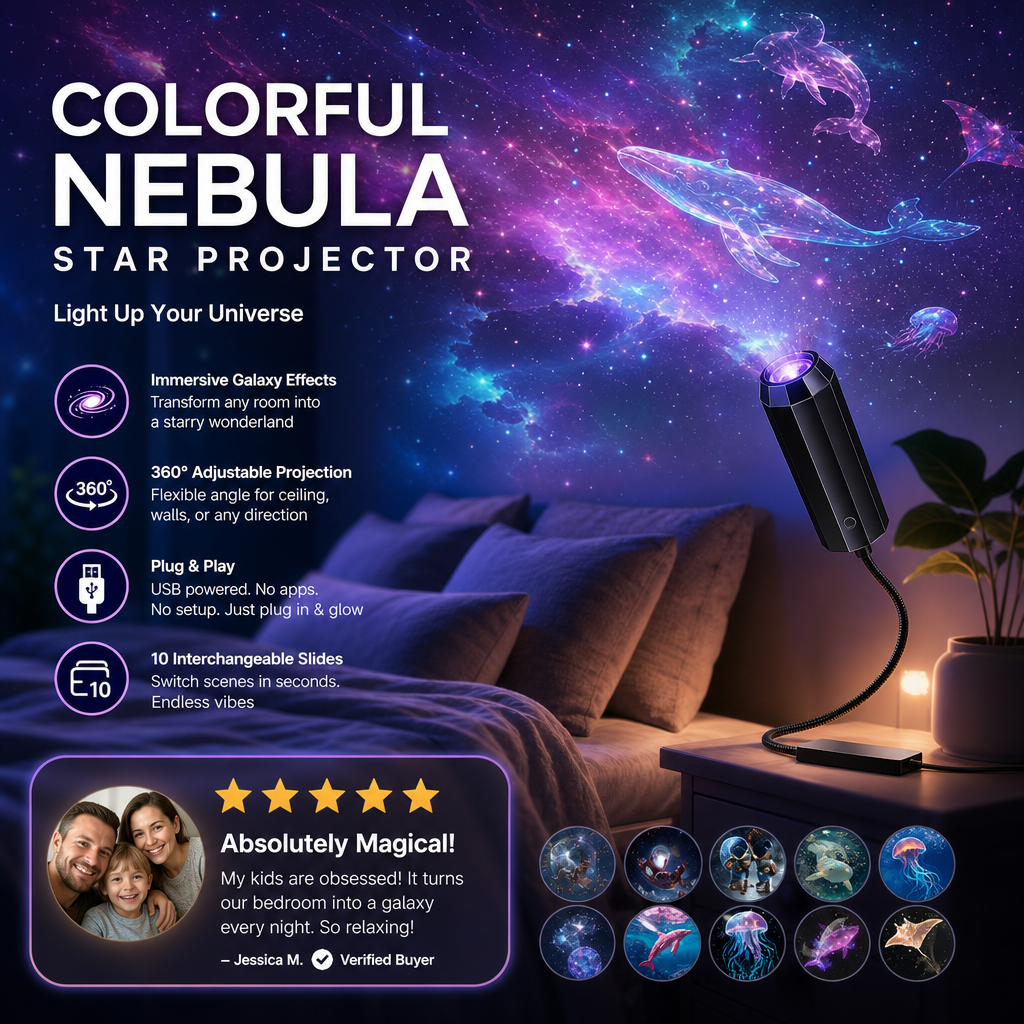 Proyector HD Plug-and-Play «Galaxia y Océano» como luz nocturna 🥳 Más de 50.000 usuarios satisfechos