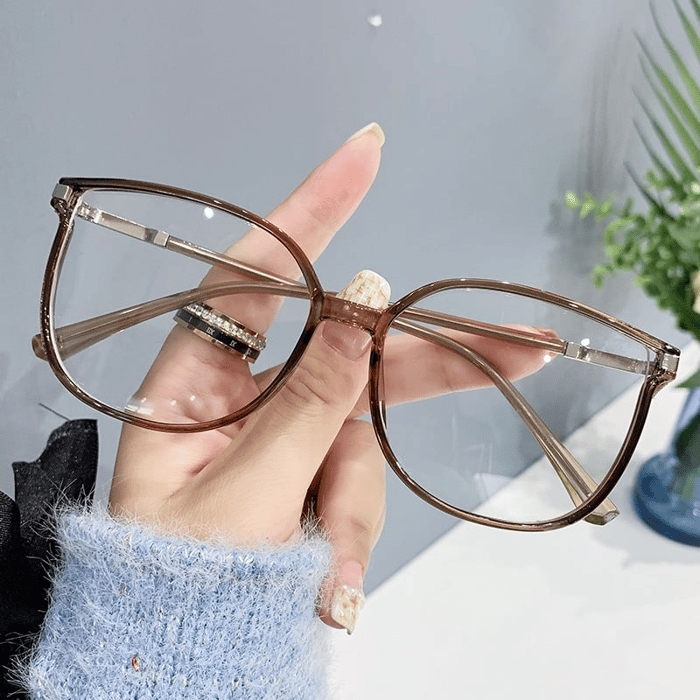 Gafas antirrayos HD con montura grande de moda para mujer