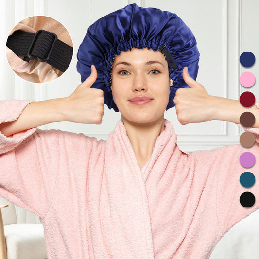 [Mejor Regalo] Gorro De Satén De Doble Capa Para Maquillaje Y Dormir De Mujer